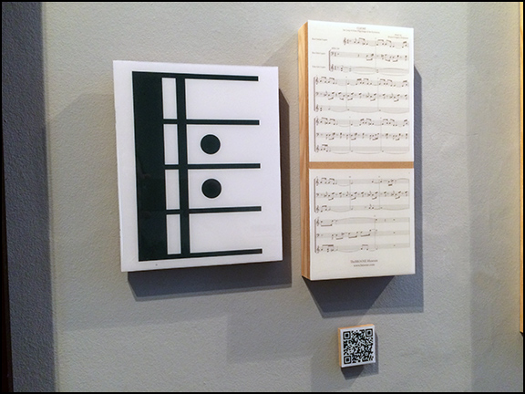 Pilgrimage on display, showing QR code to music online (2014)